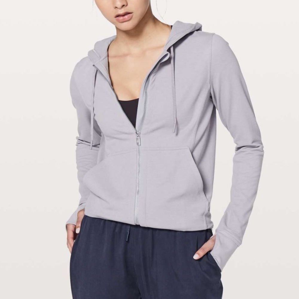GUC Lululemon Press Pause Jacket Full Zip Lavender Grey Sporty Preppy Sz 4